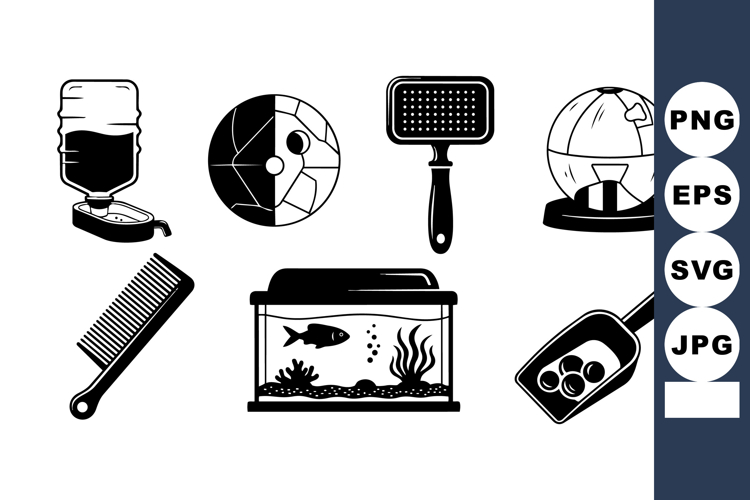 Vintage Black and White Kitchen Items Clipart Set
