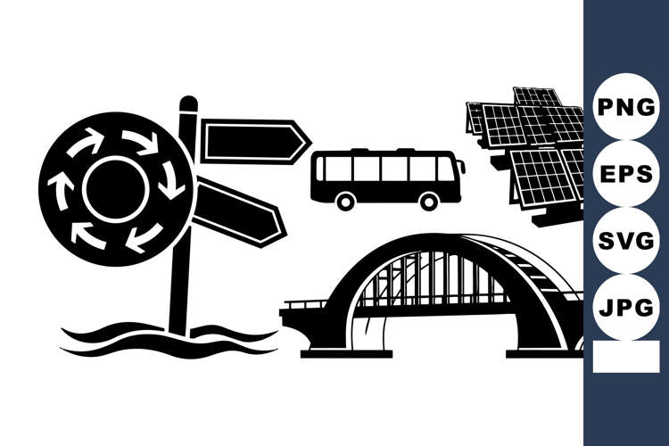 Urban Transport Icon Vector SVG Clipart Set