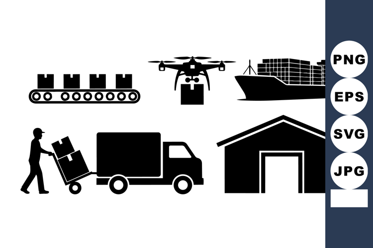 Logistics Transport Icon Vector Clipart Set