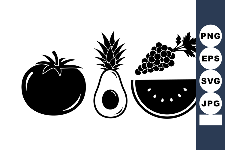 Tropical Fruit Silhouette SVG Clipart Bundle for Crafts