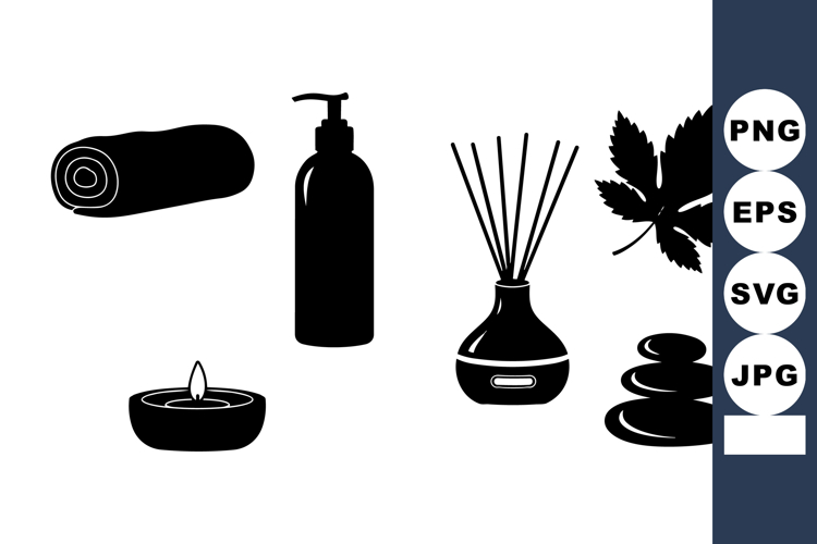 Minimalist Spa Relaxation Icon Set for Wellness Projects