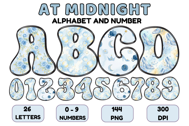 Fairytale Princess Alphabet Letters & Numbers Clipart PNG