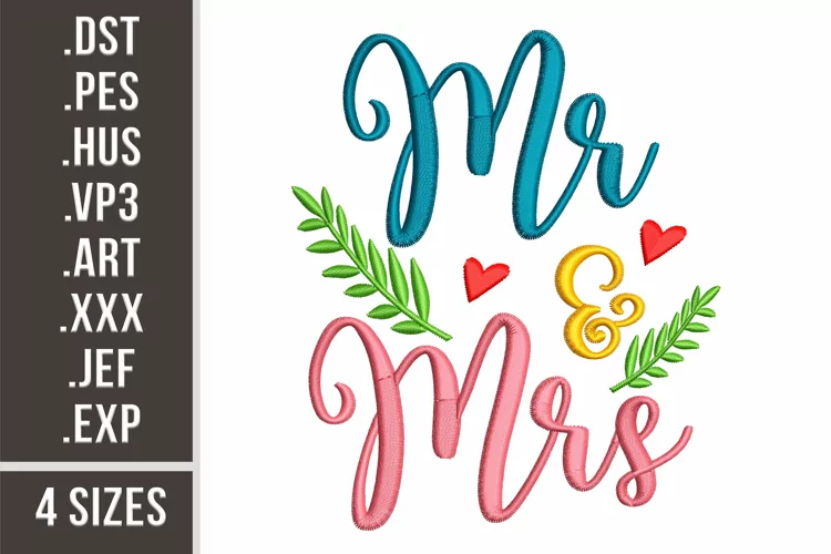 Mr. and Mrs.| Embroidery Design