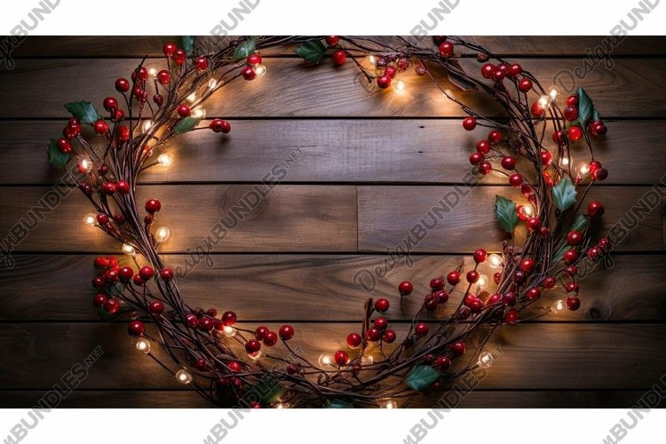 wooden christmas lights flat lay
