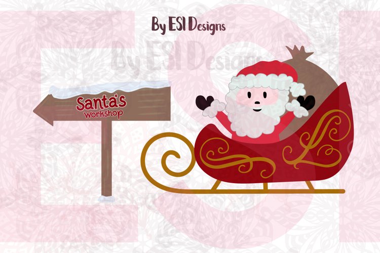 Santa Sleigh and Santa's Workshop Sign - SVG, DXF, EPS & PNG example image 1