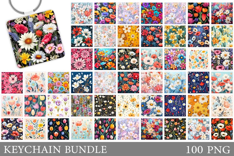 Flowers Keychain Bundle. Flowers Keychain Sublimation example image 1