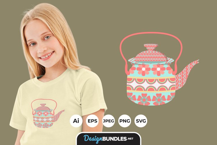 Scandinavian Tea Kettle for T-Shirt Design