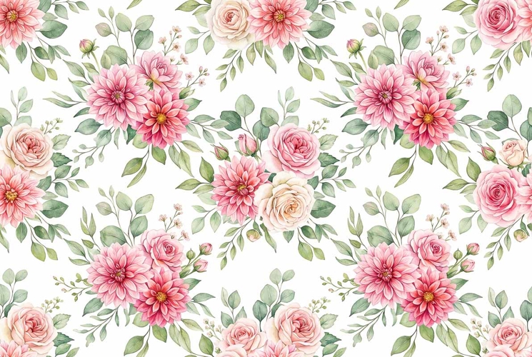 Watercolor Seamless Floral Pattern Mothers Day