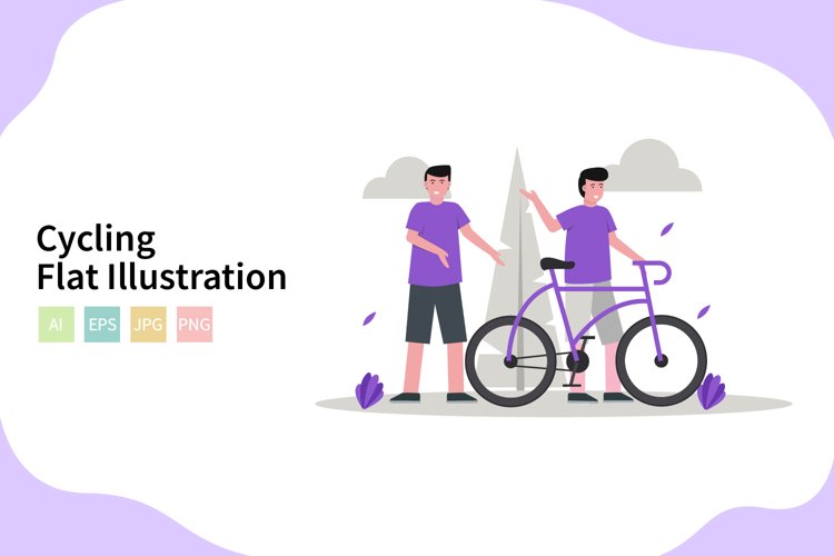 Cycling Illustration In Flat Modern Style example image 1