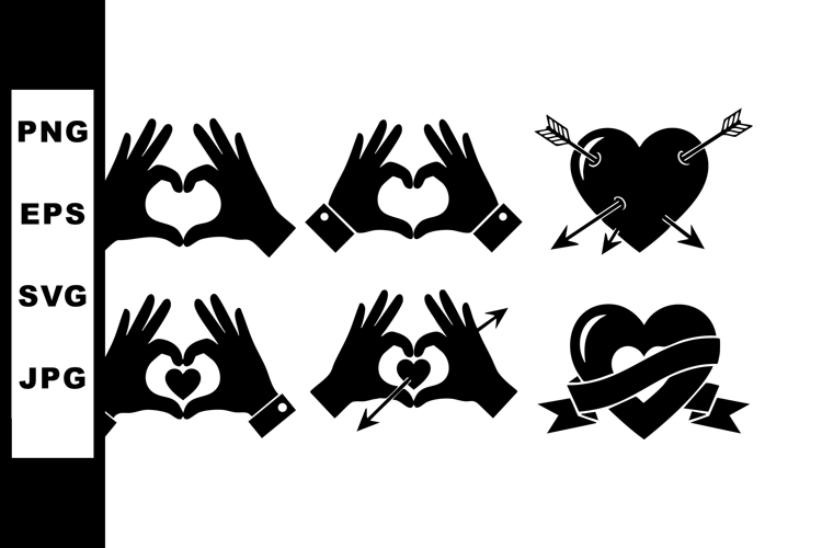 Heart and hand gesture icons showing love and romance vector