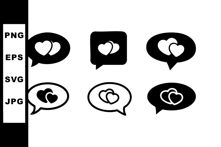 Heart love chat bubble icons set vector design for communica