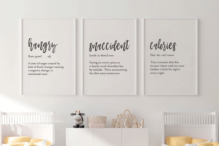 Kitchen Wall Decor, Set Of 3 Kitchen Definition Signs example image 1