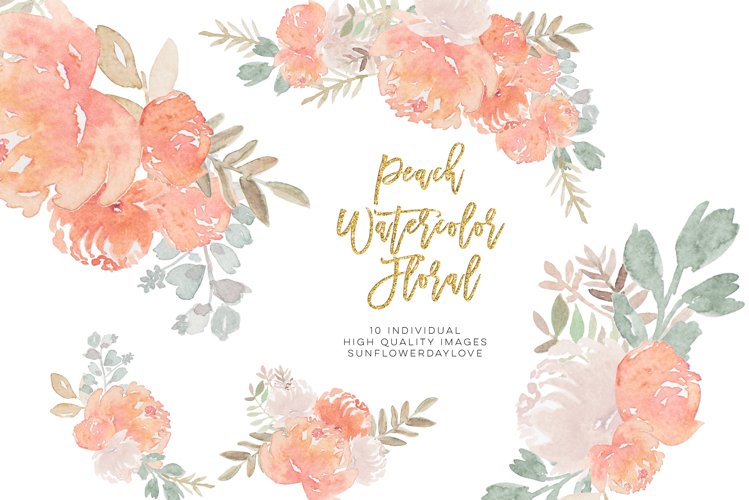 Peony Watercolor Clipart, pastel floral Watercolor Clipart, example image 1