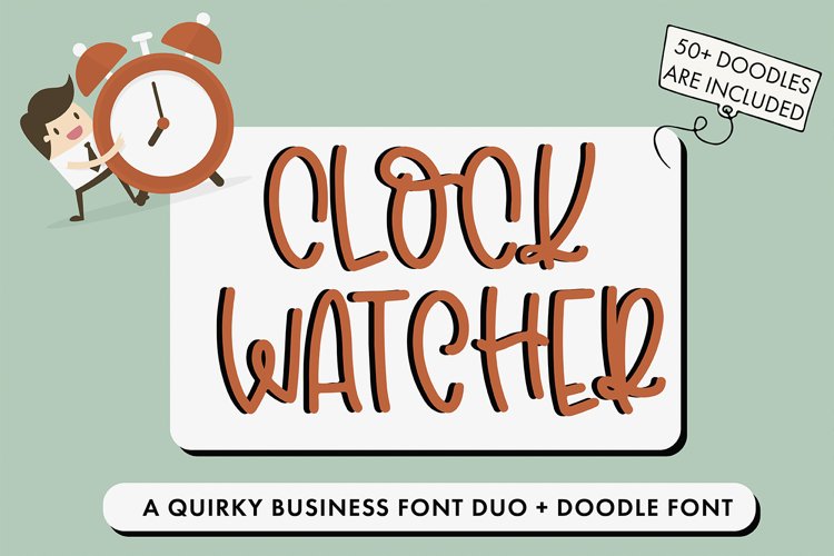 Clock Watcher Font Duo With Business Doodles example image 1