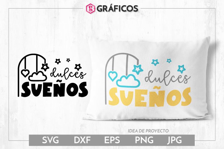 Dulces sueños SVG - Diseño infantil mono, paredes, cojines example image 1