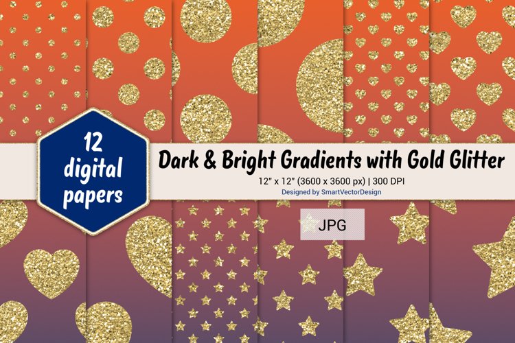Polka Dot, Hearts, & Stars - Gradients with Gold Glitter #6 example image 1