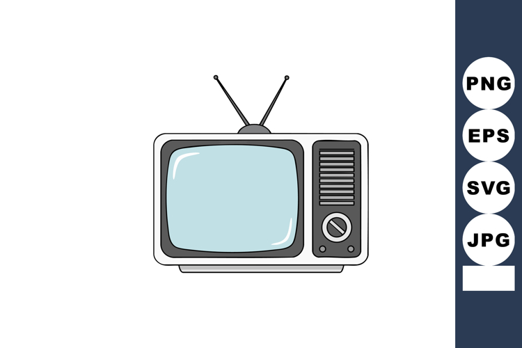 Retro vintage television set with antenna and control knobs example image 1