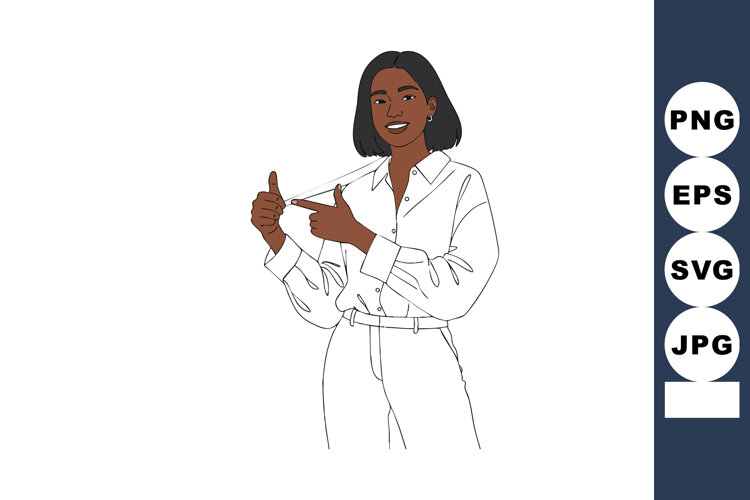 Confident young woman showing thumbs up gesture with white s example image 1