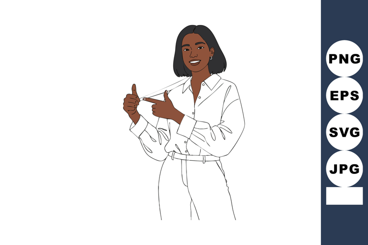 Confident young woman showing thumbs up gesture with white s