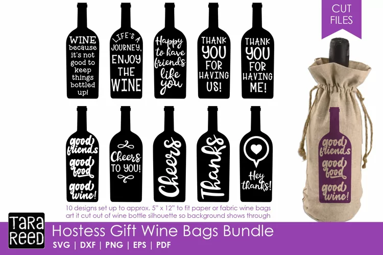 Hostess Gift Wine Bags - SVG or Cut Files for Crafters