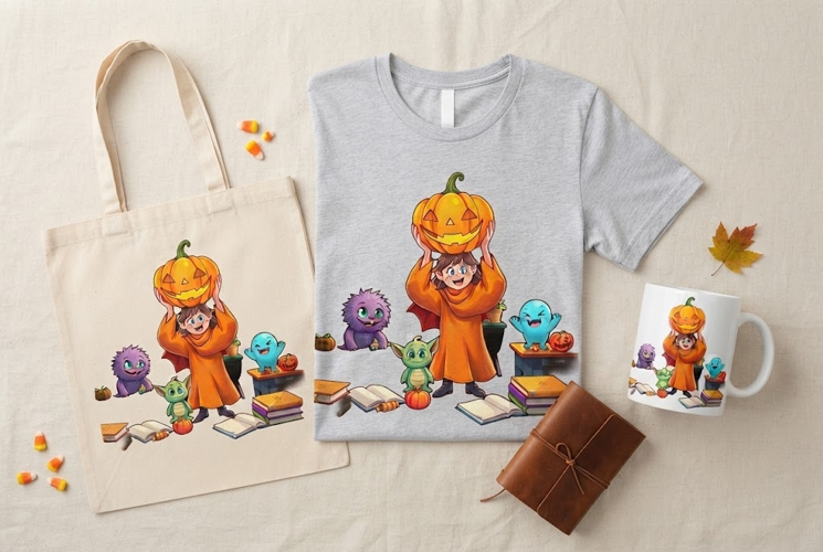 Halloween Pumpkin Girl PNG | Cute Monster Classroom Clipart