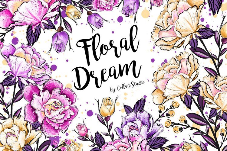 Floral clipart, Watercolor roses, spring flowers, roses example image 1