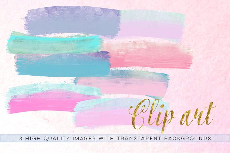 Pastel brush clip art, Watercolor brush strokes example image 1