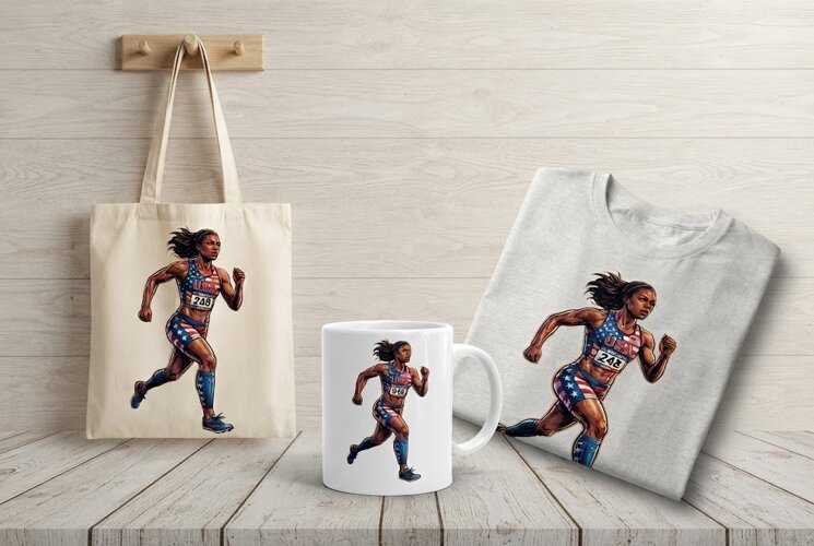 USA Track and Field Athlete Patriotic Running Art example image 1
