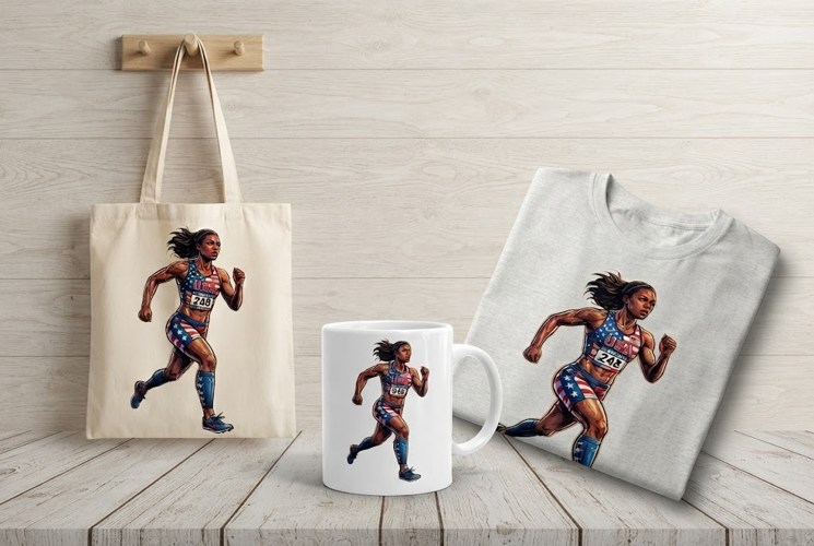 USA Track and Field Athlete Patriotic Running Art