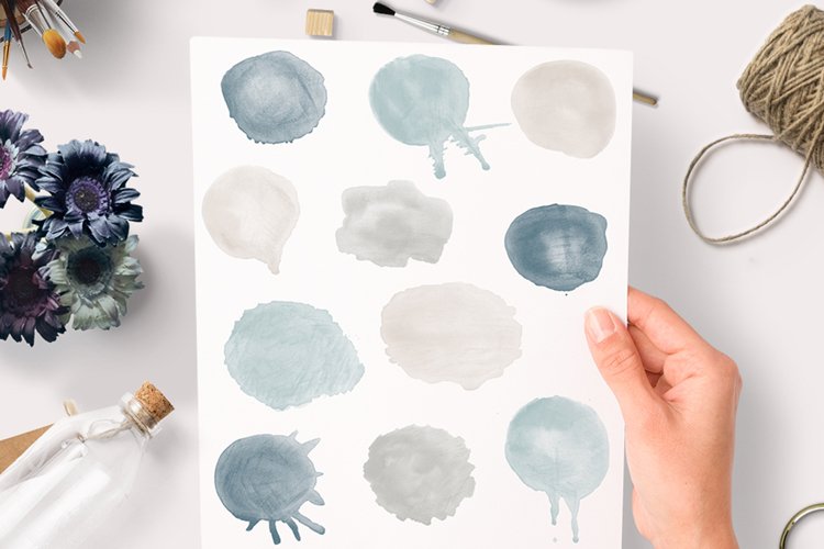 Watercolor Blobs neutral clipart Graphics - 44 PNG example image 1