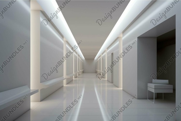 Modern white corridor with bright lighting example image 1
