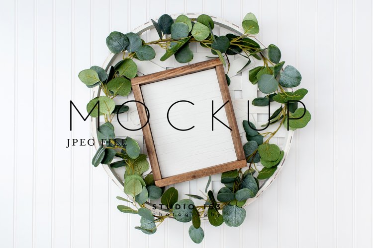 8x10 Wood Sign Mockup, Square Blank Frame, JPEG example image 1