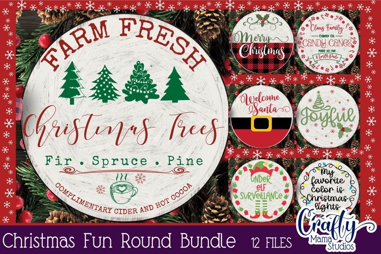Christmas Svg Bundle, Merry Christmas, Round Sign Christmas (1007394
