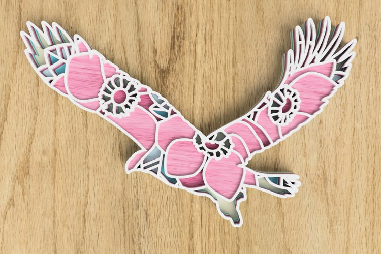 Layered Eagle Laser Cut File - Floral Eagle SVG example image 1