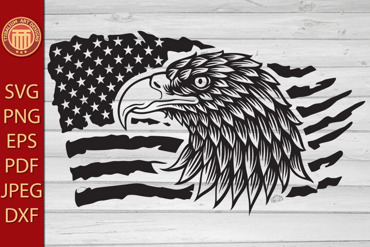 Eagle and USA grunge flag - eps, jpg, svg, pdf, png files