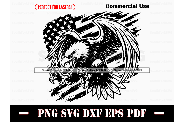 American Flag Clipart Black and White Image 4