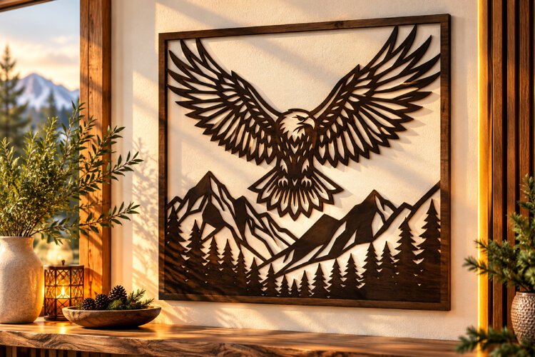 Eagle Mountain Wall Art Laser Cut Svg example image 1