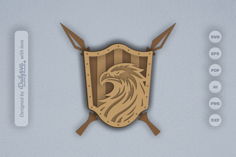 Eagle Shield Layered Laser Cut SVG