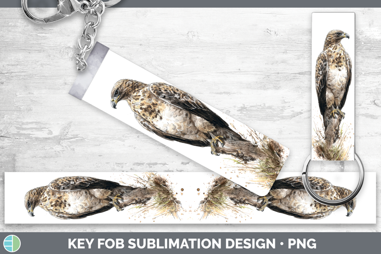 Indian Spotted Eagle Sketch Key Fob Sublimation Design