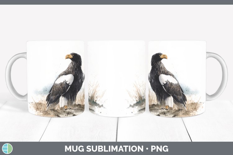 Stellers Sea Eagle Sketch Mug Wrap Sublimation Design