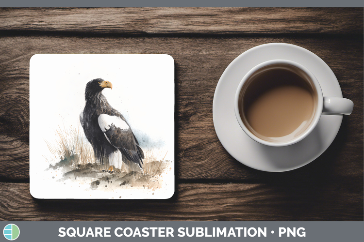 Stellers Sea Eagle Sketch Square Coaster Sublimation Design