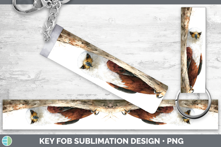 African Fish Eagle Tree Peek Key Fob Sublimation Design
