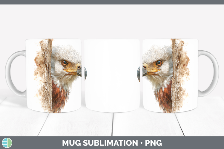 African Fish Eagle Tree Peek Mug Wrap Sublimation Design