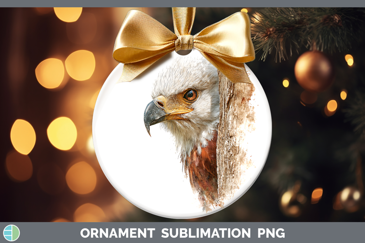African Fish Eagle Tree Peek Ornament Sublimation Design