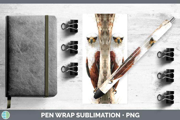 African Fish Eagle Tree Peek Pen Wrap Sublimation Design