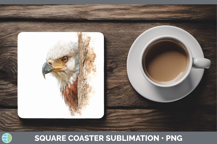 African Fish Eagle Tree Peek Square Coaster Sublimation Desi