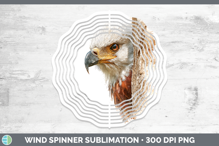African Fish Eagle Tree Peek Wind Spinner Sublimation Design
