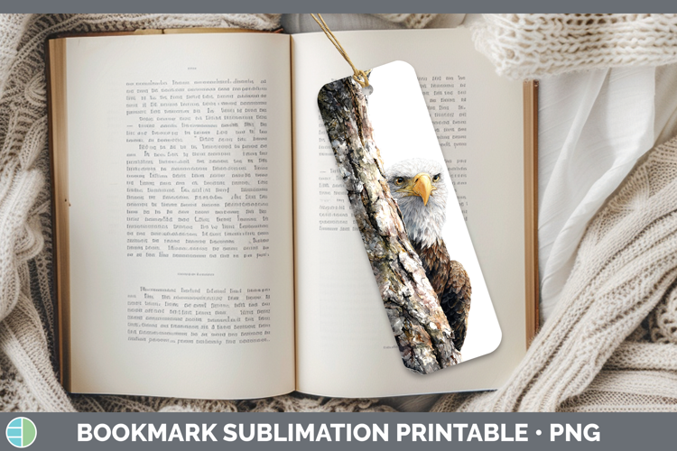 Bald Eagle Tree Peek Bookmark Sublimation Design