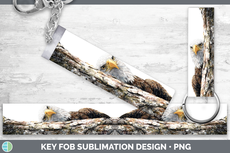 Bald Eagle Tree Peek Key Fob Sublimation Design