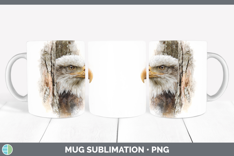 Bald Eagle Tree Peek Mug Wrap Sublimation Design